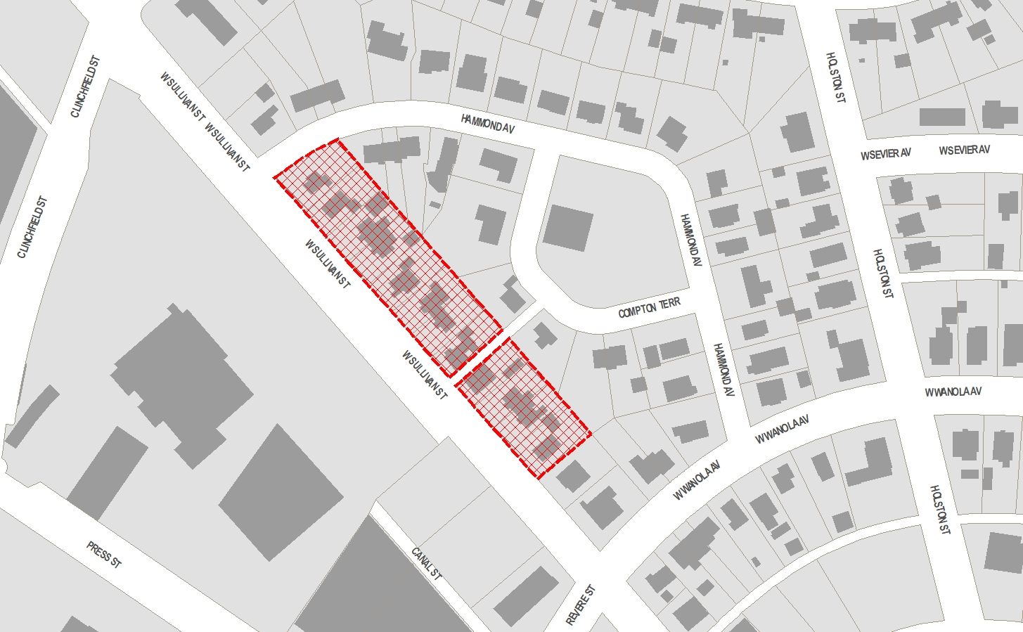 Sullivan Street water repairs map