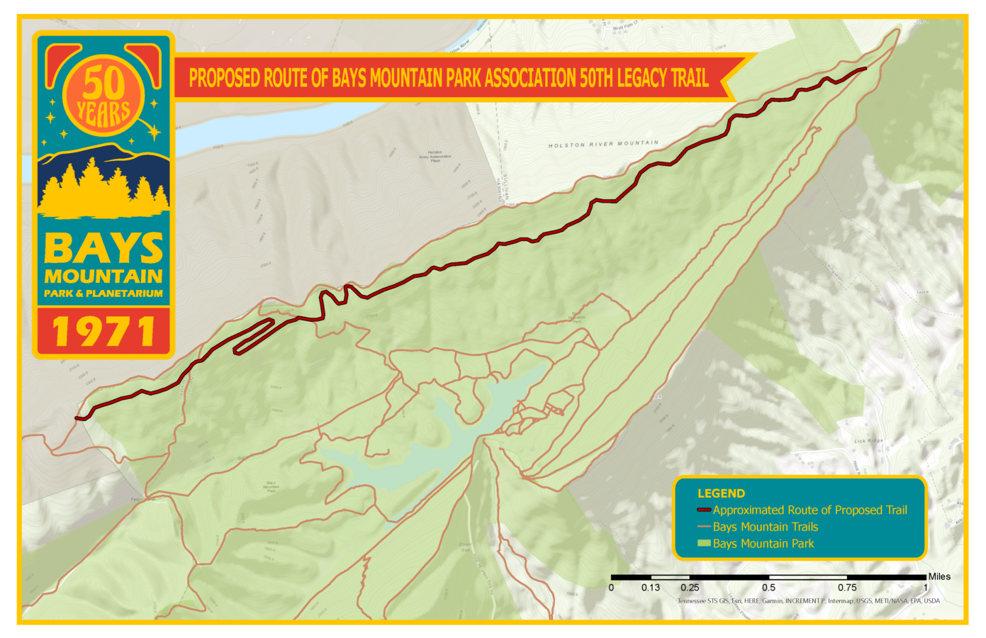 Bays Mountain Park 50th Anniversary Legacy Trail map