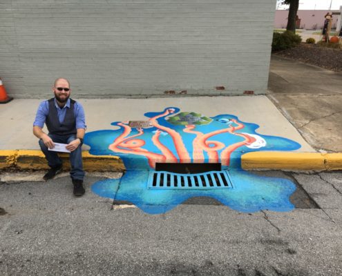 Joel Hammitt artwork on storm drain
