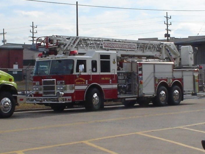 Ladder 1 is a 2002 Pierce Dash with a 105′ Heavy Duty Aerial Ladder
