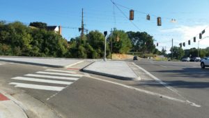 new sidewalks at stoplight