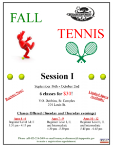 Fall Tennis session one information