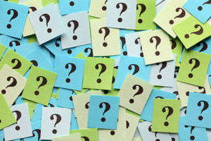 sticky notes with question marks